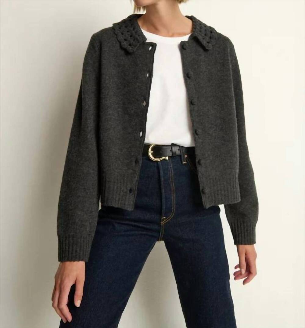NEW NATION LTD addie button-front cardigan in heather charcoal